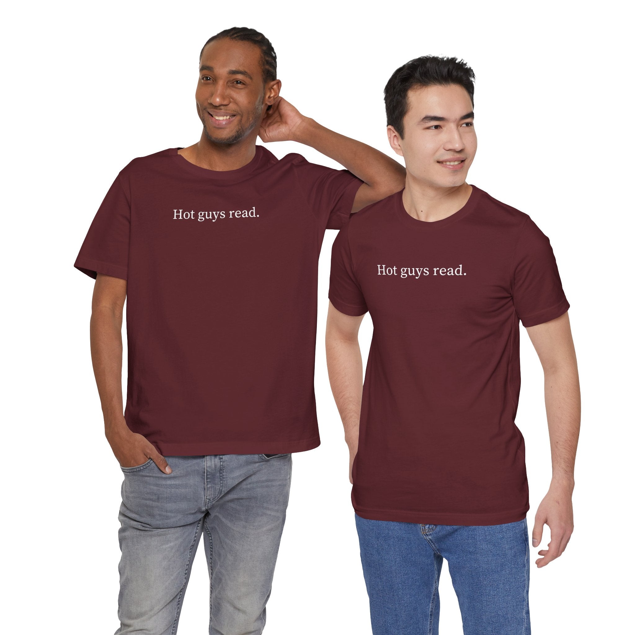 Hot guys read. | Dark Colours | That Feminine Urge | Funny Book Reader T-Shirt