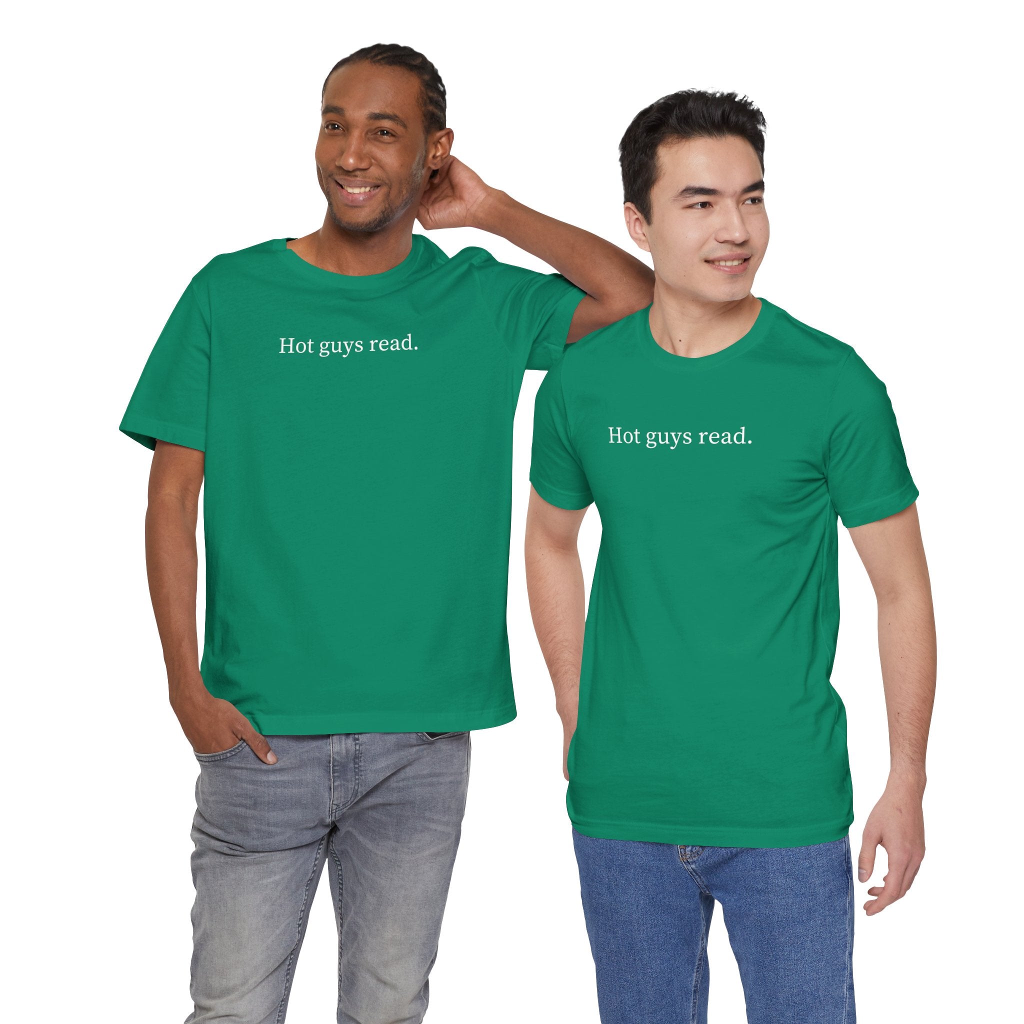 Hot guys read. | Dark Colours | That Feminine Urge | Funny Book Reader T-Shirt