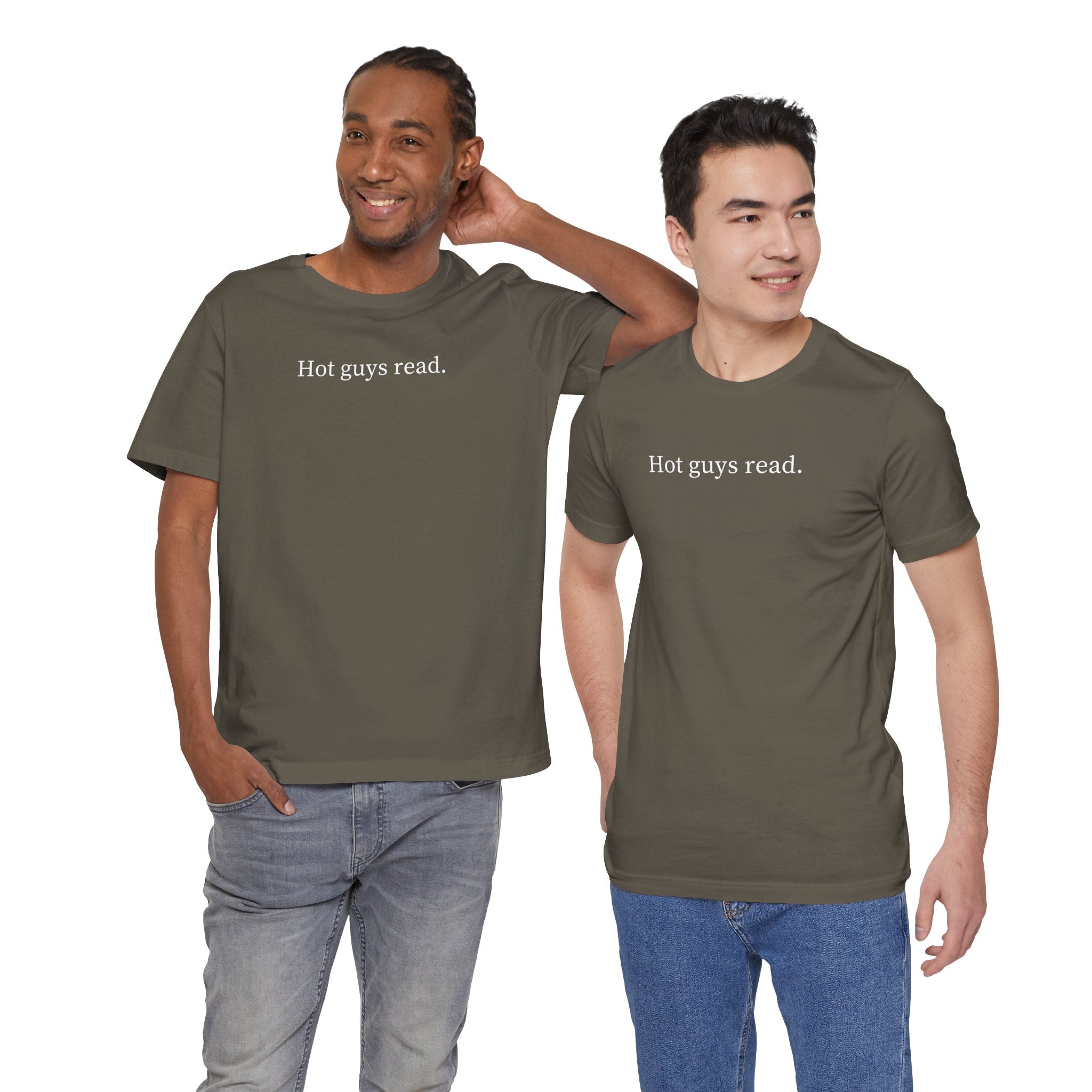 Hot guys read. | Dark Colours | That Feminine Urge | Funny Book Reader T-Shirt